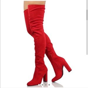 Red over the knee boots!